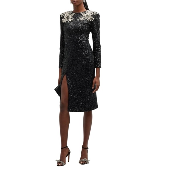 Helsi Frida Floral Rhinestone Sequin Midi Dress In Black NWT Small - Picture 7 of 11